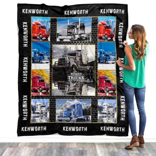 Discover Kenworth Trucks Blanket – Cozy Fleece & Sherpa Throw for Truck Lovers and Fans