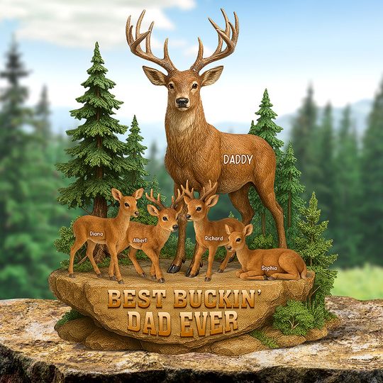 Discover Festive Buck Family Plaque – Custom Christmas Gifts For Outdoor-Loving Dad