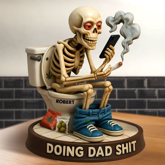 Discover Skeleton Dad Doing Sh*t Plaque - Personalized Funny Christmas Gifts For Dad