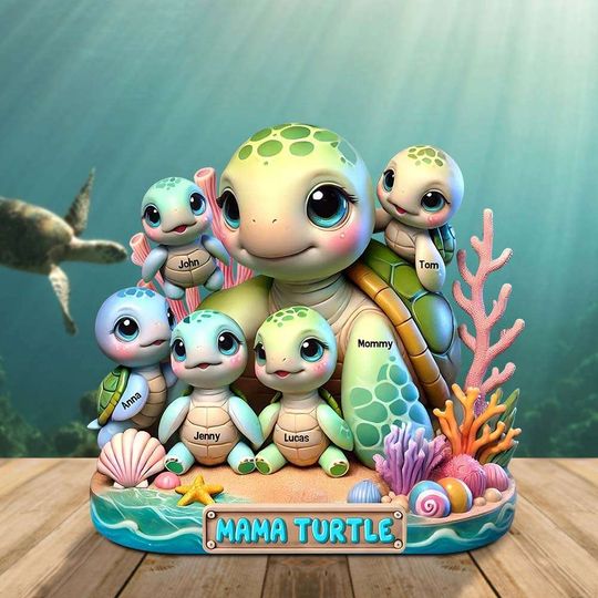 Discover Turtle Mama Plaque - Personalized Christmas Gifts For Mom
