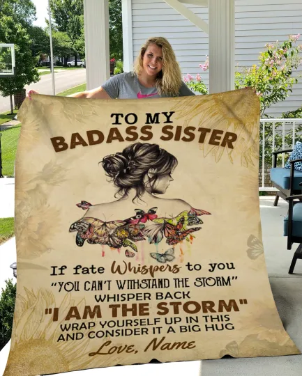 Discover To My Badass Sister Fleece Blanket Gift from Brother