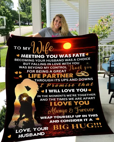 Discover Romantic Fleece Blanket Gift from Husband for Wife Christmas Birthday Valentine's Day