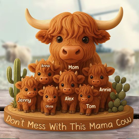 Discover Highland Cow Mama Acrylic Plaque - Personalized Christmas Gifts For Mom