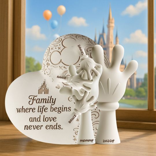 Discover Where Love Begins – Christmas Family Hand Plaque With Custom Names