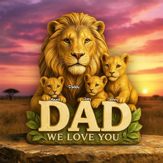 Discover Lion Dad & Little Cubs Acrylic Plaque - Personalized Gifts For Father