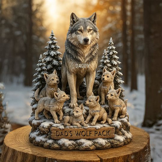 Discover Wolf Dad Plaque - Personalized Gifts For Dad