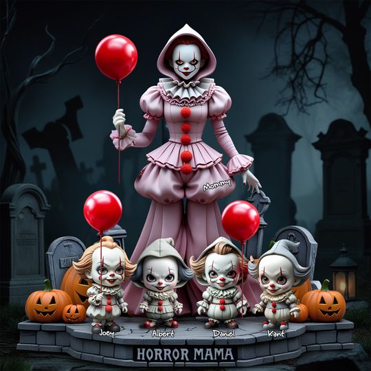 Discover Personalized Gift For Mom Acrylic Plaque- Horror Mama & Her Little Ones