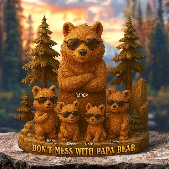 Discover Papa Bear Acrylic Plaque - Personalized Gifts For Father