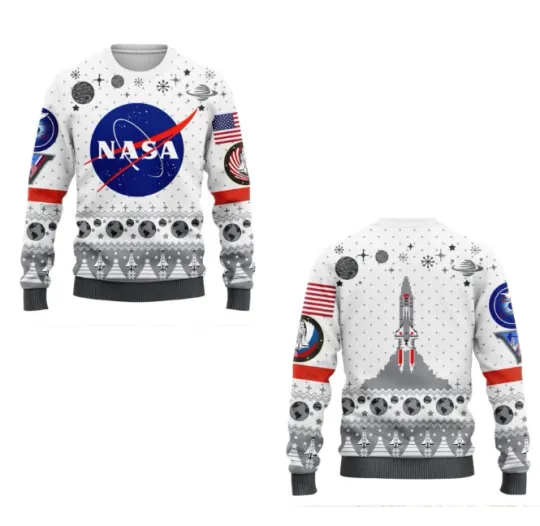 Nasa Ugly Christmas Sweater Fullsize Xs-5Xl
