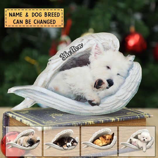 Discover Personalized Dog Sleeping Angel Acrylic Plaque, Gift For Dog lover