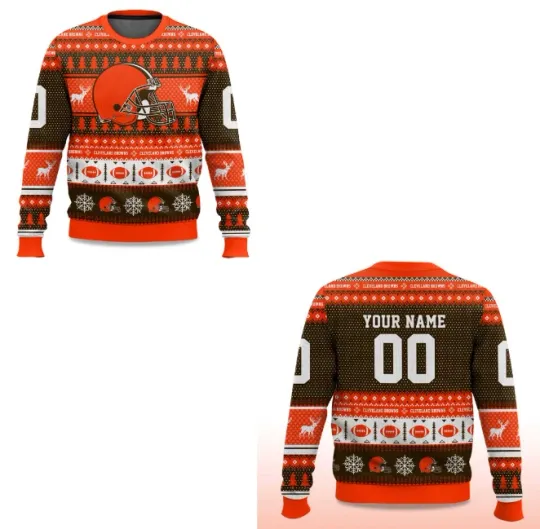 Discover 2025 Christmas Browns Personalized Ugly Sweater
