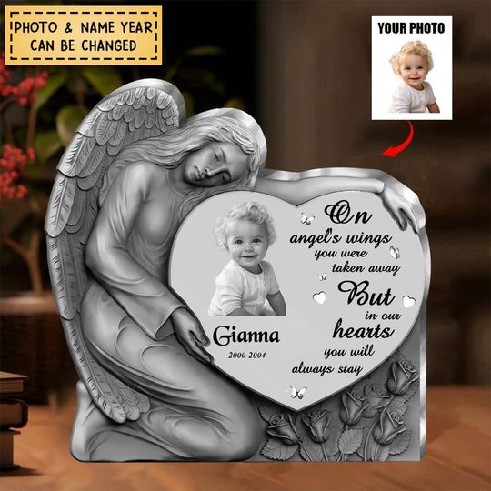 Discover Personalized Angel Heart Memorial Acrylic Plaque