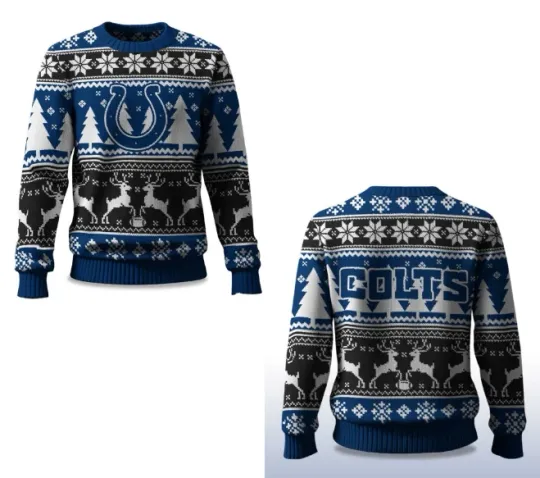 2025 Christmas Colts Reindeer Ugly Sweater