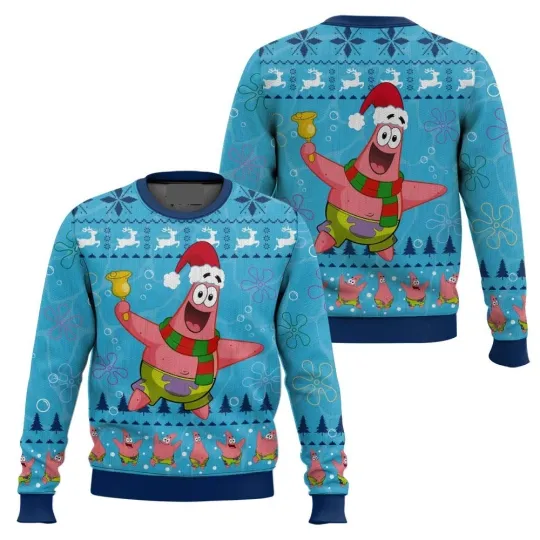 Christmas Patrick Sponge/Bob Ugly Sweater Fullsize S-5Xl