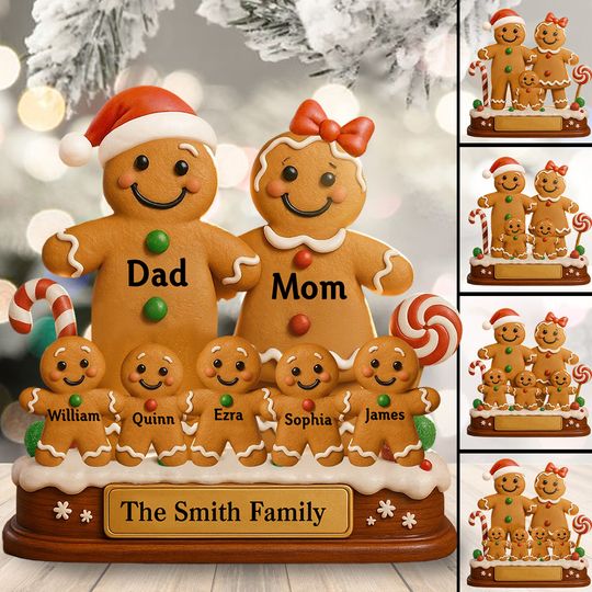 Discover Personalized Name Gingerbread Family Christmas Plaque