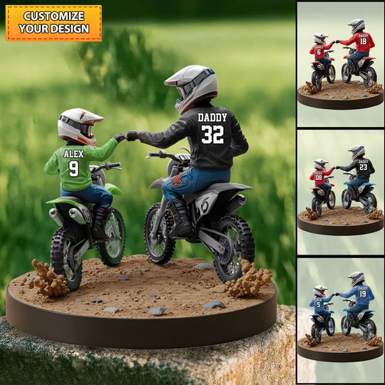Discover Dirt Bike Dad And Kid - Personalized Dirt Bike Custom Shaped Acrylic Plaque