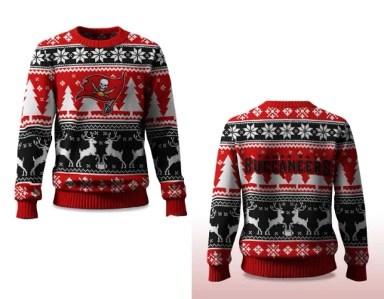 2025 Christmas Buccaneers Reindeer Football Ugly Sweater