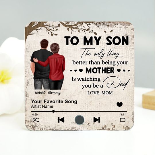Discover To My Son From Mom Dad Personalized Music Fridge Magnet, Heartfelt Father's Day Gift For Son