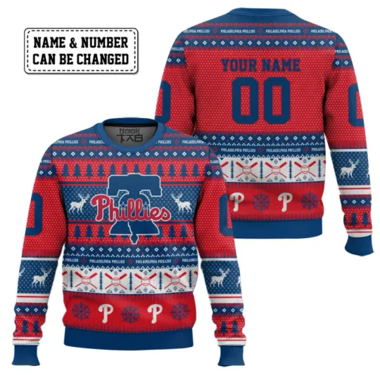 Philadelphia Phillie Custom Name And Number Ugly Sweater