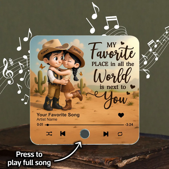 Discover You & Me We Got This Cartoon Countryside Couple Cowboy Cowgirl Personalized Music Fridge Magnet