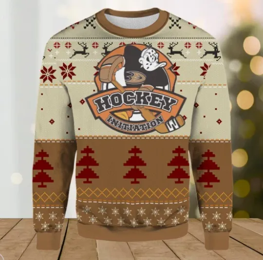 Discover Anaheim Duck Hockey Initiation Ugly Christmas Sweater
