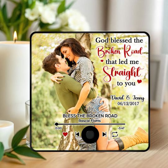 Custom Music & Photo Gifts For Couple Fridge Magnet, Newlywed & Anniversary Gift Idea