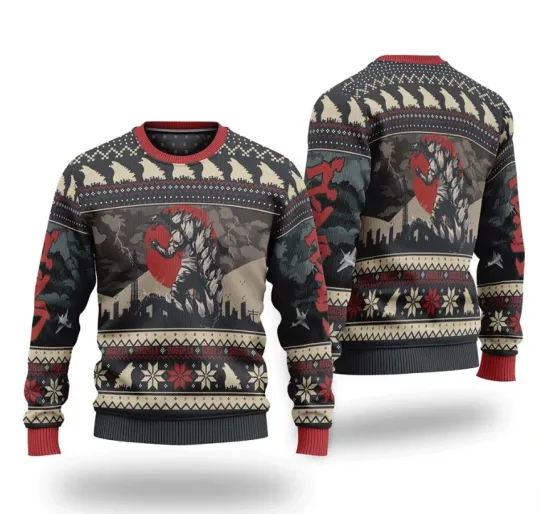god zilla Movie Ugly Christmas Sweater, Godzillas Minus One Opening