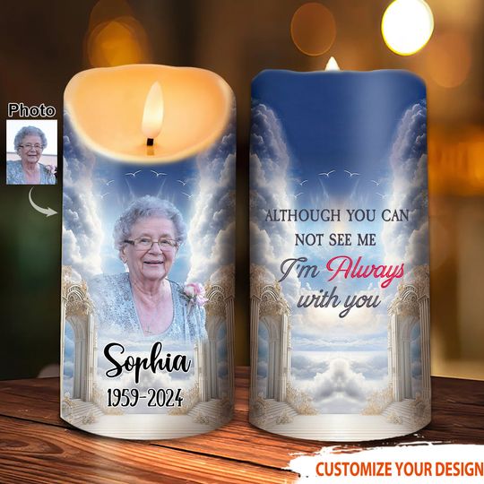 Discover Personalized Memorial Upload Photo Heaven Gate Sky LED Candle