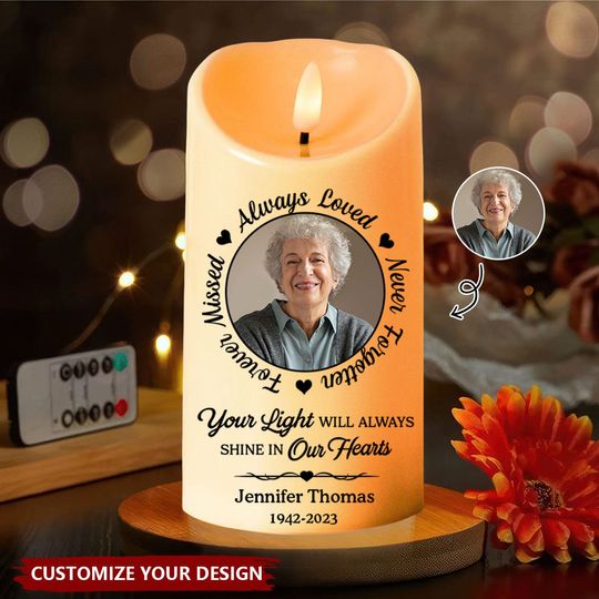 Discover Custom Photo Always In Our Thoughts - Memorial Personalized Custom LED Candle