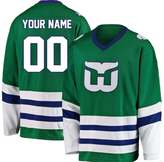 Discover Hartford Whaler V-Neck Hockey Jersey Custom Name And Number