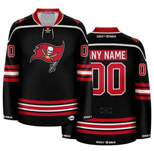 Discover Tampa Bay Buccaneer Black Hockey Jersey Fullsize S-5Xl