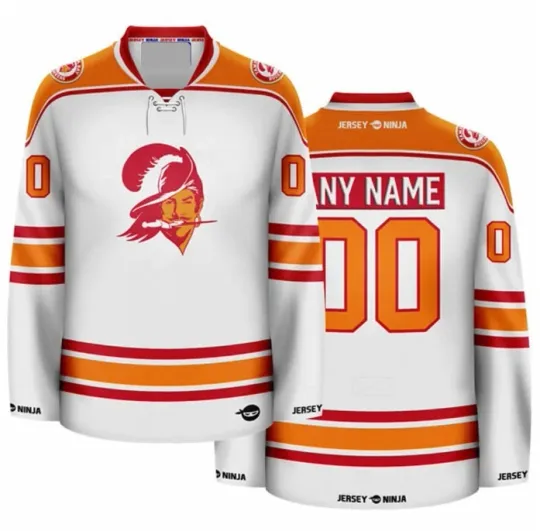Discover Tampa Bay Buccaneer White Hockey Jersey - 1976 Throwback
