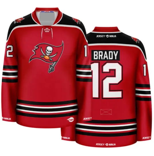 Discover Tampa Bay Buccaneer Red Crossover Hockey Jersey - Brady