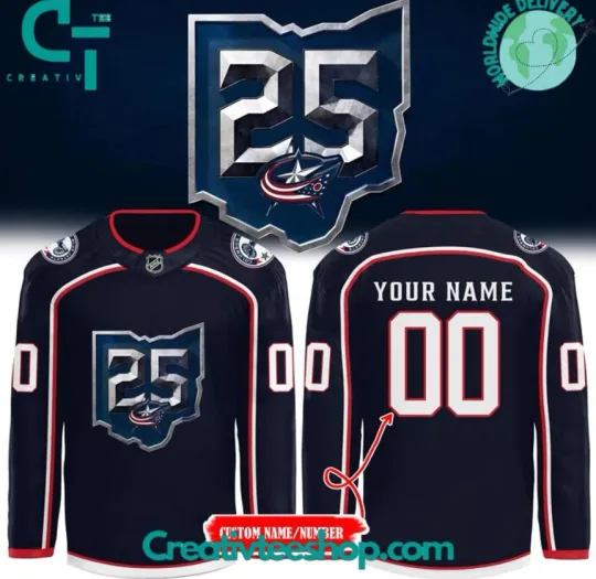 Discover Columbus Blue Jacket 25Th Anniversary Season Custom Hockey Jersey