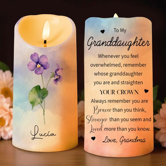 Discover Straighten Your Crown - Granddaughter Personalized LED Candle Gift For Family