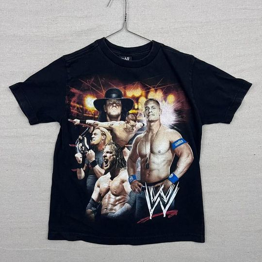 Discover 2008 Wrestling Entertainment Undertake Jo Cen Triple H Randy Orton Edge Black Graphic Tee Shirt