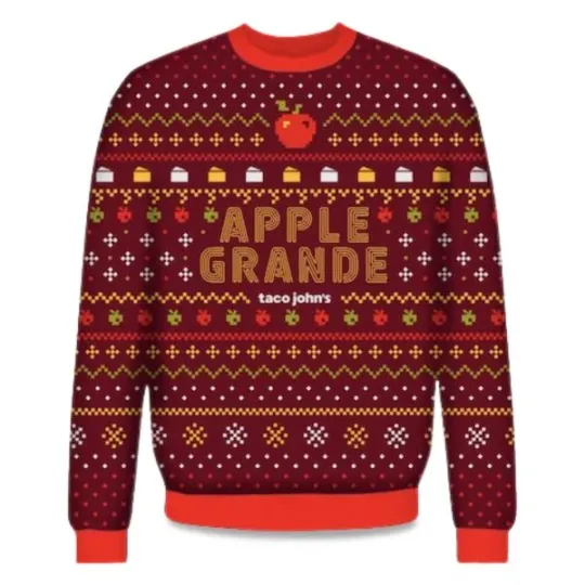 Discover 2025 Apple Grande Taco Johns Ugly Christmas Sweater