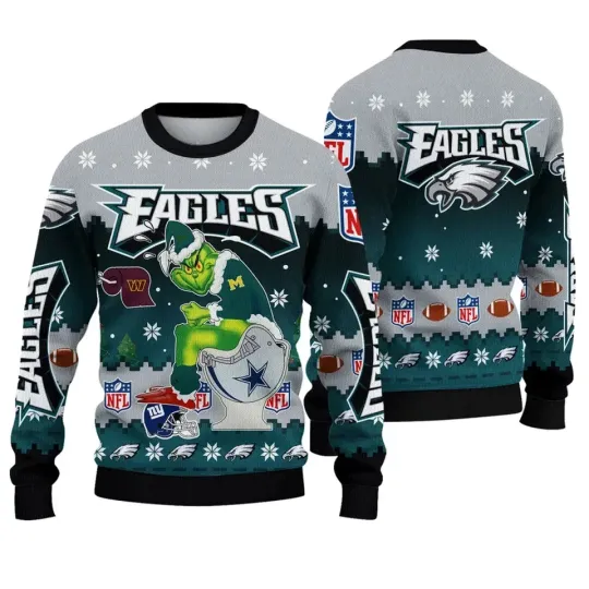 Discover Funny funny character Eagles Christmas Ugly Sweater, Funny funny character Christmas Ugly Sweater