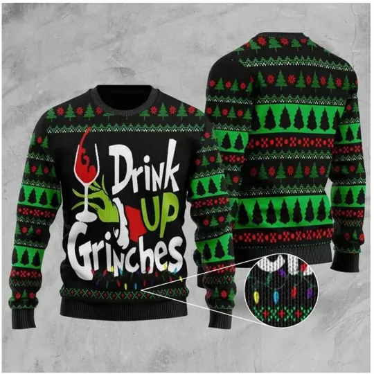 Discover Drink Up GrinchesS Ugly Christmas Sweater Funny Ugly Sweater Size S-5XL