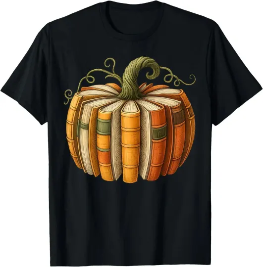 Discover Fall Book Pumpkin Retro Reading Halloween Teacher T-Shirt , Unisex Tee - S-5XL