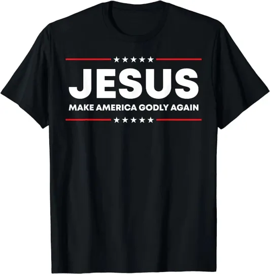 Discover Jesus Make America Godly Again Patriotic Christian Faith USA T-Shirt S-5XL NEW