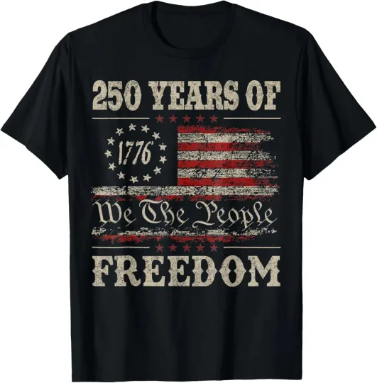 Discover 250 Years America Anniversary 1776 250th Birthday US Flag Unisex T-Shirt S-5XL