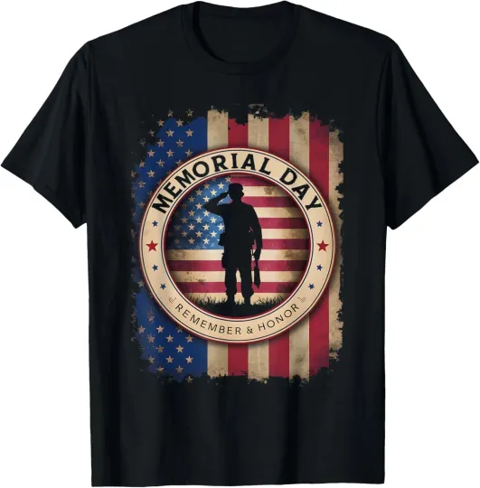 Discover Memorial Day American Flag Remember Honor Veterans Unisex T-Shirt S-5XL