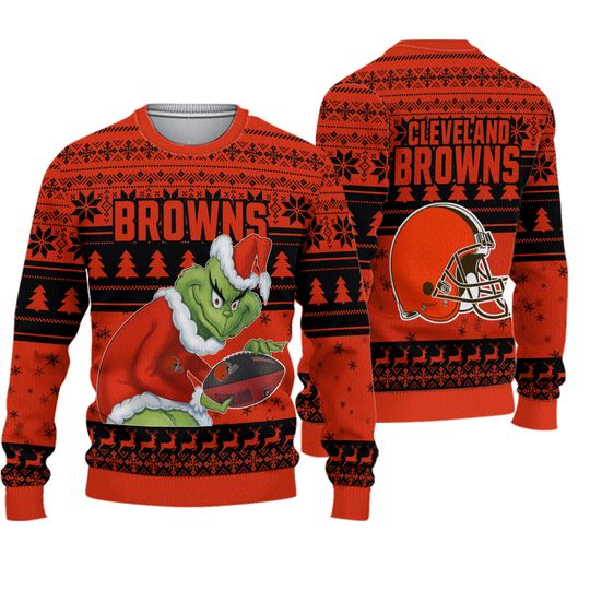 Cleveland Browns Football funny character football Xmas 2025 Ugly Sweater