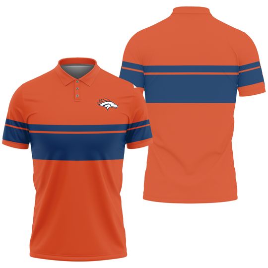Denver Football Team Broncos Stripe Polo Shirt, Gift for Fan