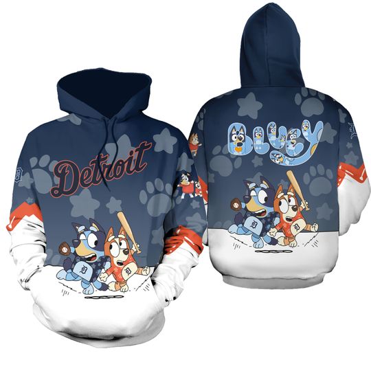 Detroit Tigers BlueyDad And Bingo 2025 Hoodie Shirt