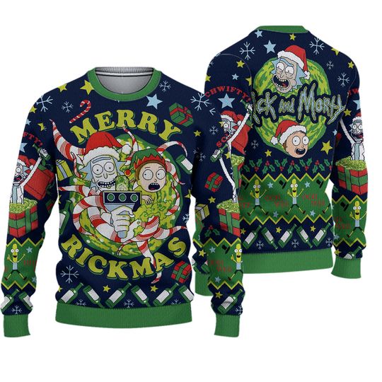 Merry Rickmas Rick And Rickandmorty Ugly Christmas Sweater All Sizes