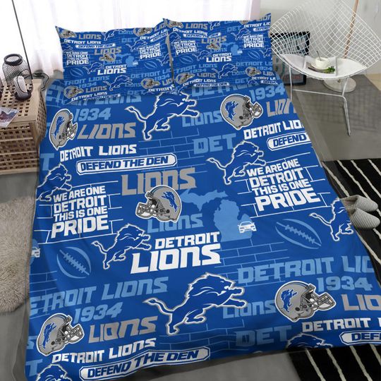 Handmade Detroit Lions Duvet Cover Bedding Set, Quilt Cover for Christmas & Halloween, Back to School