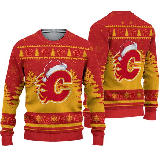 Calgary Flames Ugly Christmas Sweater Xmas Gift and Merch for Fans