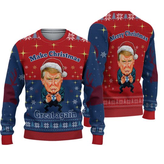 Trump Make Christmas Great Again Funny Ugly Christmas Sweater S-5XL (AOP)